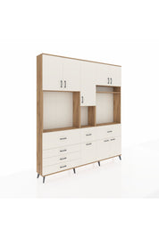 Arges Gardrop 10 Raflı 6 Çekmeceli 8 Kapaklı 220x30x243 Çam-Aytaşı