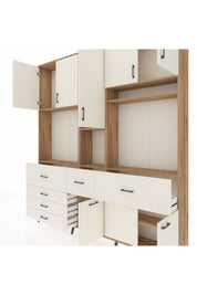 Arges Gardrop 10 Raflı 6 Çekmeceli 8 Kapaklı 220x30x243 Çam-Aytaşı