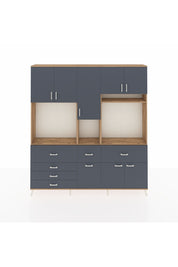 Arges Gardrop 10 Raflı 6 Çekmeceli 8 Kapaklı 220x30x243 Çam-Antrasit