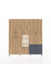 Arges Dolap 12 Raflı 2 Çekmeceli Tek Askılı 220x30x243 Aytaşı-Çam/Antrasit