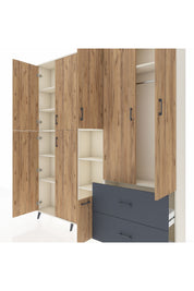 Arges Dolap 12 Raflı 2 Çekmeceli Tek Askılı 220x30x243 Aytaşı-Çam/Antrasit