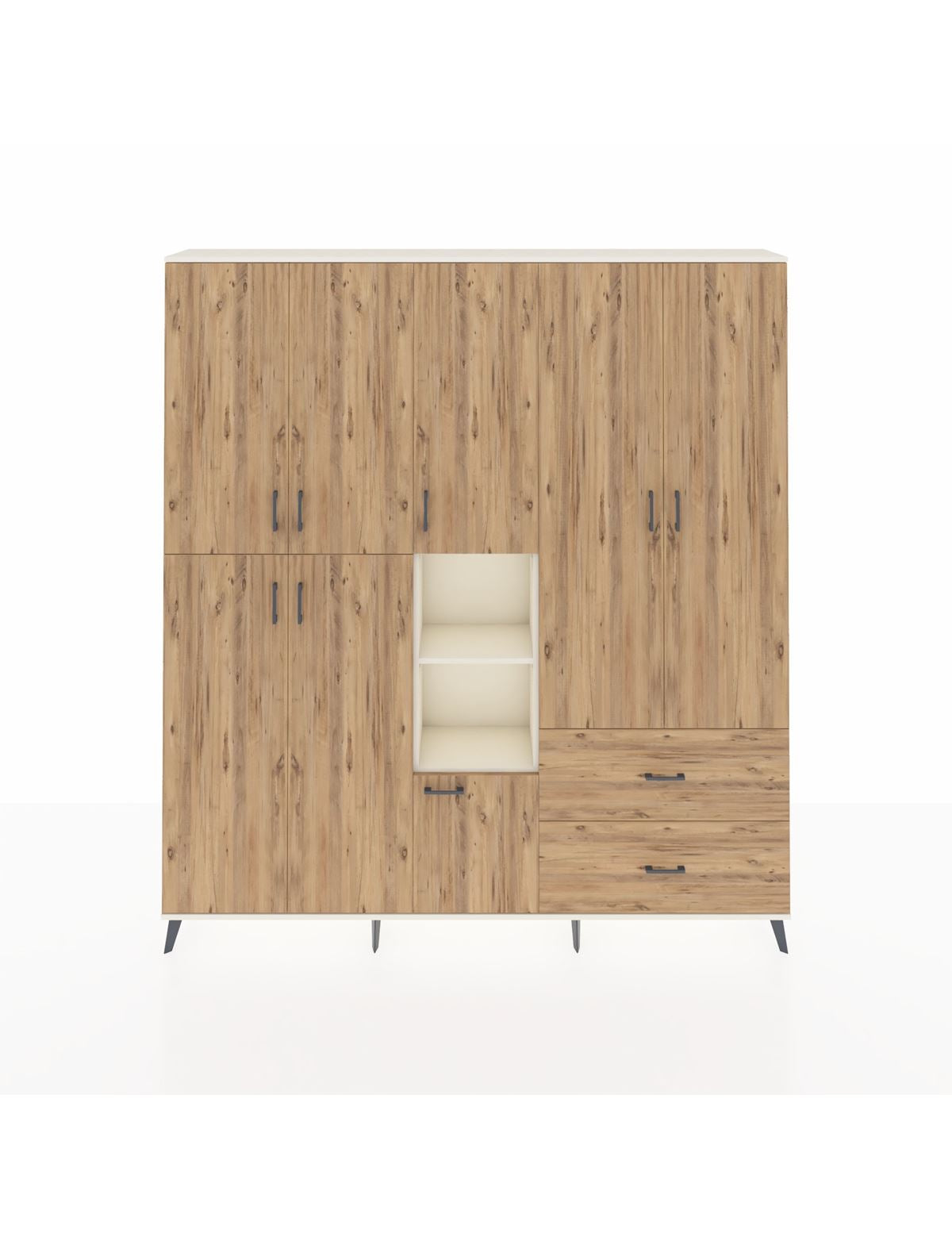 Arges Gardrop 12 Raflı 2 Çekmeceli Tek Askılı 220x30x243 Aytaşı-Çam