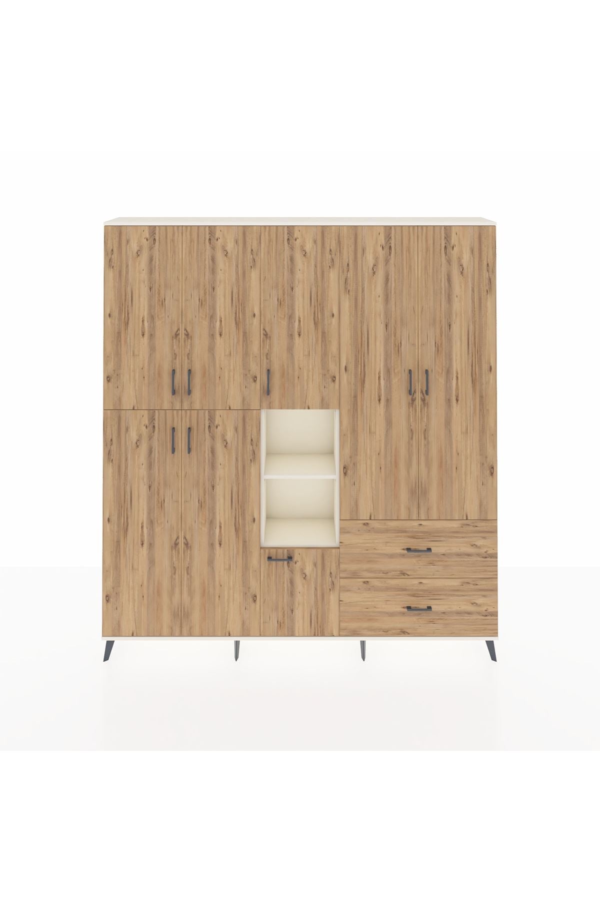 Arges Gardrop 12 Raflı 2 Çekmeceli Tek Askılı 220x30x243 Aytaşı-Çam