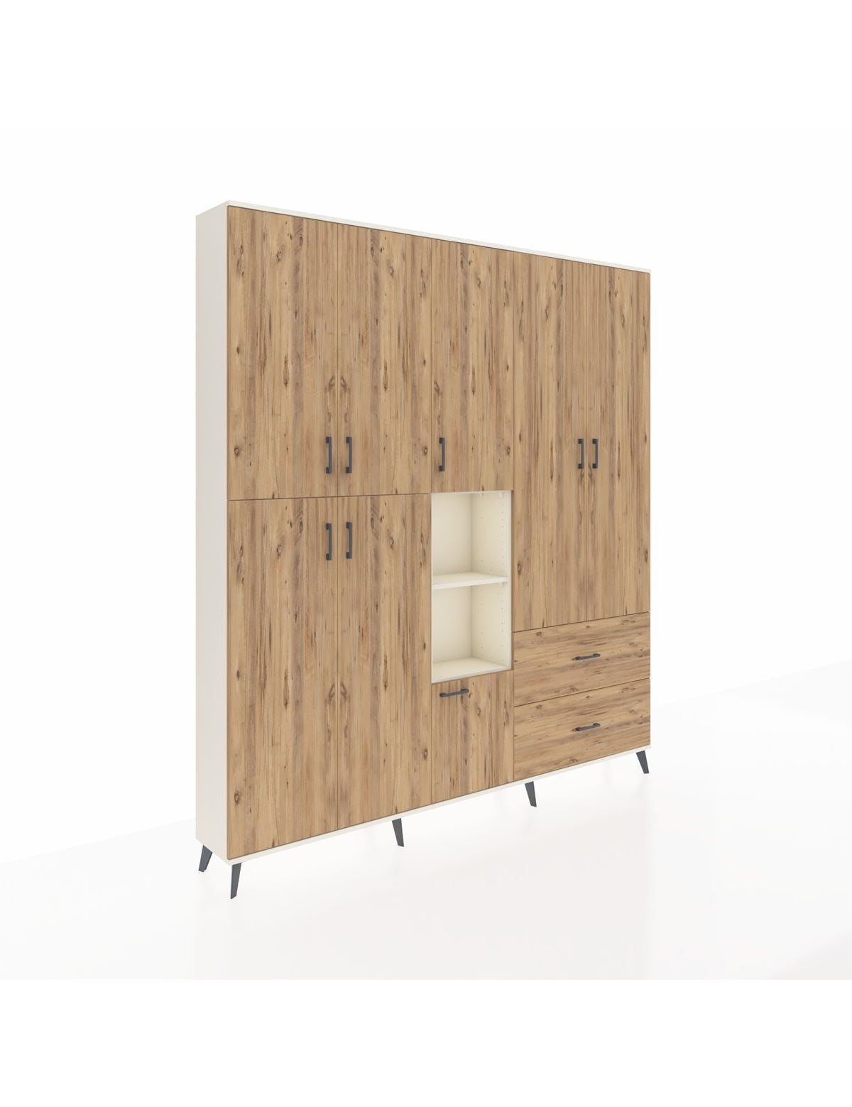 Arges Gardrop 12 Raflı 2 Çekmeceli Tek Askılı 220x30x243 Aytaşı-Çam