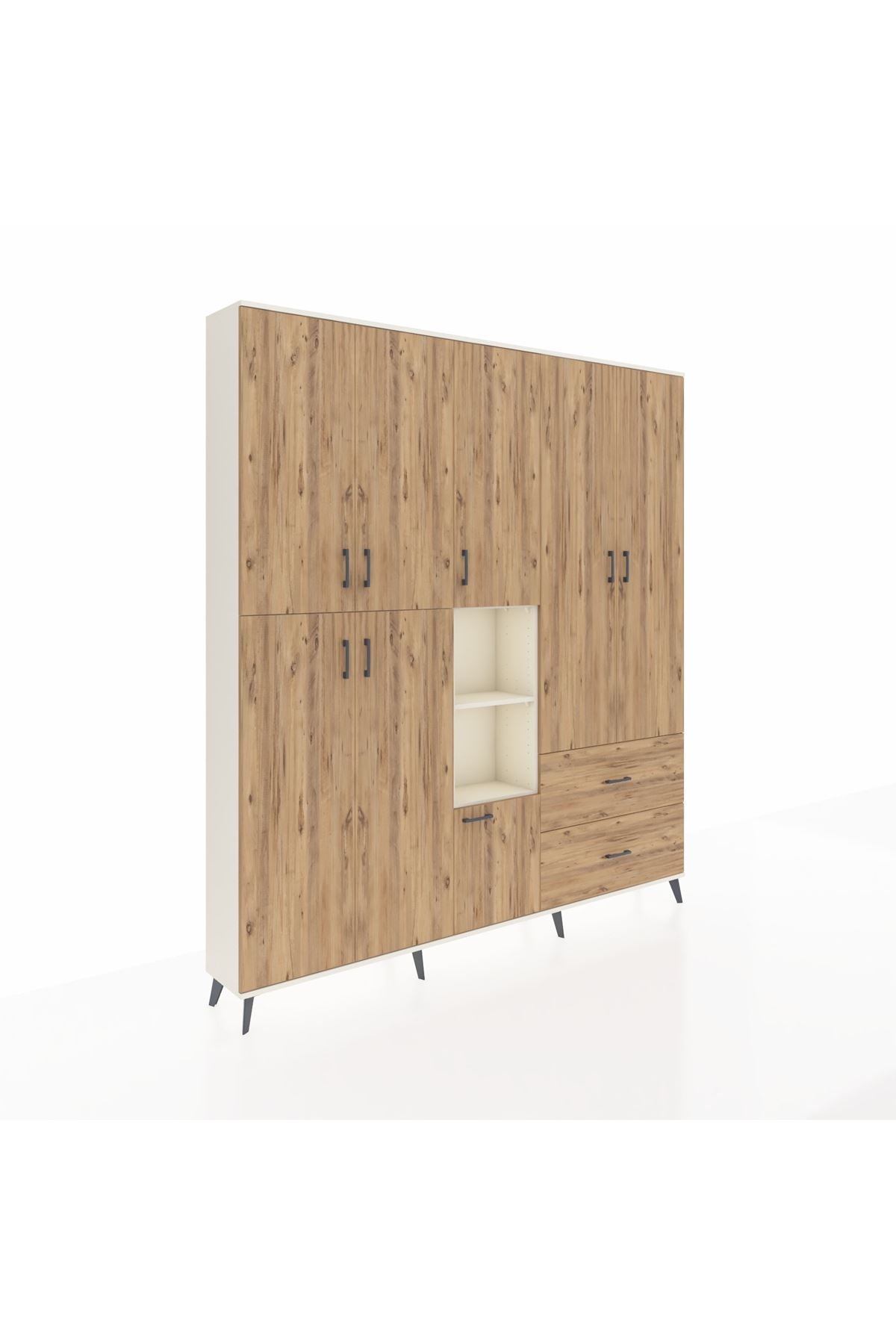 Arges Gardrop 12 Raflı 2 Çekmeceli Tek Askılı 220x30x243 Aytaşı-Çam