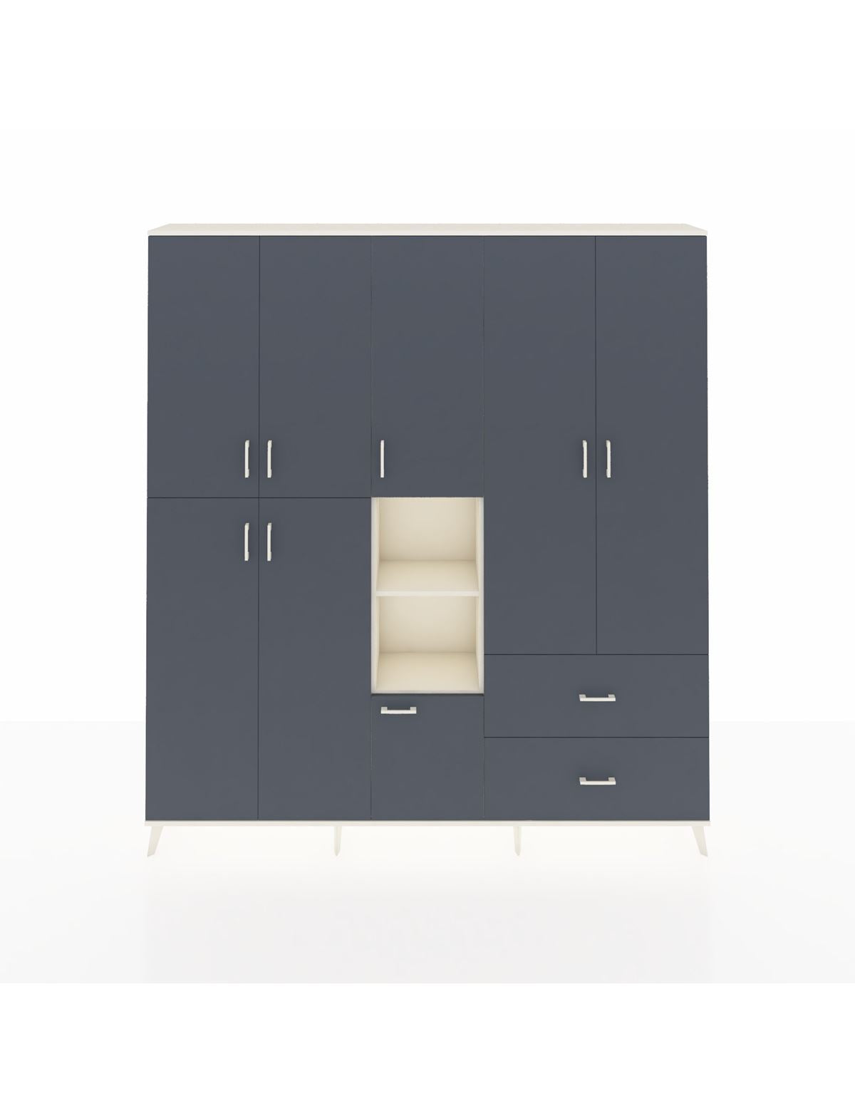 Arges Gardrop 12 Raflı 2 Çekmeceli Tek Askılı 220x30x243 Aytaşı-Antrasit