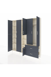 Arges Gardrop 12 Raflı 2 Çekmeceli Tek Askılı 220x30x243 Aytaşı-Antrasit