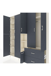 Arges Gardrop 12 Raflı 2 Çekmeceli Tek Askılı 220x30x243 Aytaşı-Antrasit