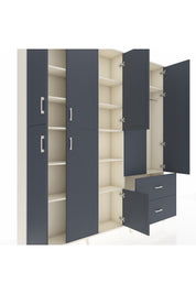 Arges Gardrop 12 Raflı 2 Çekmeceli Tek Askılı 220x30x243 Aytaşı-Antrasit