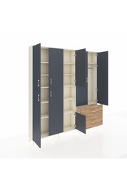 Arges Dolap 12 Raflı 2 Çekmeceli Tek Askılı 220x30x243 Aytaşı-Antrasit/Çam