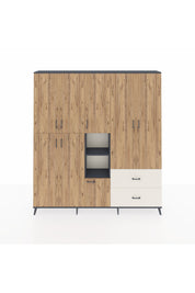 Arges Dolap 12 Raflı 2 Çekmeceli Tek Askılı 220x30x243 Antrasit-Çam/Aytaşı