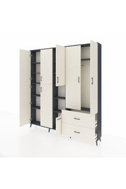 Arges Gardrop 12 Raflı 2 Çekmeceli Tek Askılı 220x30x243 Antrasit-Aytaşı