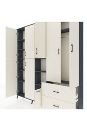 Arges Gardrop 12 Raflı 2 Çekmeceli Tek Askılı 220x30x243 Antrasit-Aytaşı