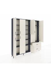 Arges Gardrop 12 Raflı 2 Çekmeceli Tek Askılı 220x30x243 Antrasit-Aytaşı