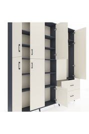 Arges Gardrop 12 Raflı 2 Çekmeceli Tek Askılı 220x30x243 Antrasit-Aytaşı