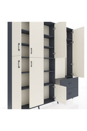 Arges Dolap 12 Raflı 2 Çekmeceli Tek Askılı 220x30x243 Antrasit-Aytaşı/Antrasit