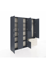 Arges Dolap 12 Raflı 2 Çekmeceli Tek Askılı 220x30x243 Antrasit-Antrasit/Aytaşı