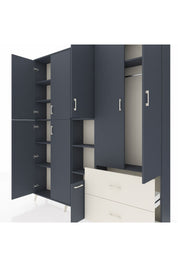 Arges Dolap 12 Raflı 2 Çekmeceli Tek Askılı 220x30x243 Antrasit-Antrasit/Aytaşı