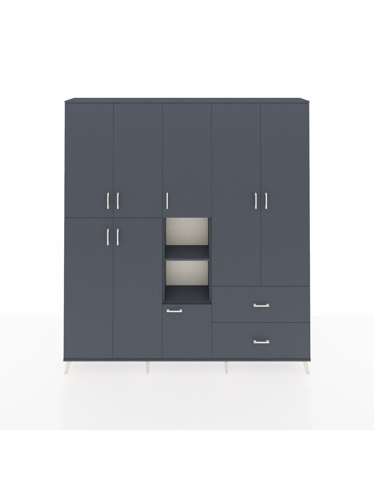 Arges Gardrop 12 Raflı 2 Çekmeceli Tek Askılı 220x30x243 Antrasit-Antrasit