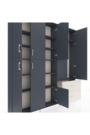 Arges Dolap 12 Raflı 2 Çekmeceli Tek Askılı 220x30x243 Antrasit-Antrasit/Aytaşı