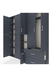 Arges Gardrop 12 Raflı 2 Çekmeceli Tek Askılı 220x30x243 Antrasit-Antrasit