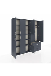 Arges Gardrop 12 Raflı 2 Çekmeceli Tek Askılı 220x30x243 Antrasit-Antrasit