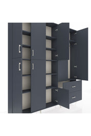 Arges Gardrop 12 Raflı 2 Çekmeceli Tek Askılı 220x30x243 Antrasit-Antrasit