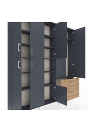 Arges Dolap 12 Raflı 2 Çekmeceli Tek Askılı 220x30x243 Antrasit-Antrasit/Çam