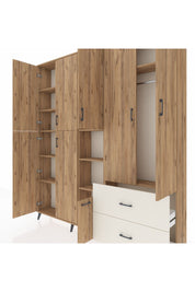 Arges Dolap 12 Raflı 2 Çekmeceli Tek Askılı 220x30x243 Çam-Çam/Aytaşı