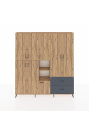 Arges Dolap 12 Raflı 2 Çekmeceli Tek Askılı 220x30x243 Çam-Çam/Antrasit