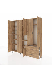 Arges Gardrop 12 Raflı 2 Çekmeceli Tek Askılı 220x30x243 Çam-Çam