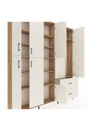 Arges Gardrop 12 Raflı 2 Çekmeceli Tek Askılı 220x30x243 Çam-Aytaşı