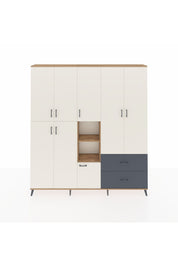 Arges Dolap 12 Raflı 2 Çekmeceli Tek Askılı 220x30x243 Çam-Aytaşı/Antrasit