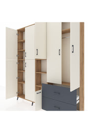 Arges Dolap 12 Raflı 2 Çekmeceli Tek Askılı 220x30x243 Çam-Aytaşı/Antrasit