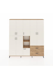 Arges Dolap 12 Raflı 2 Çekmeceli Tek Askılı 220x30x243 Çam-Aytaşı/Çam