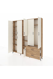 Arges Dolap 12 Raflı 2 Çekmeceli Tek Askılı 220x30x243 Çam-Aytaşı/Çam