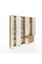 Arges Dolap 12 Raflı 2 Çekmeceli Tek Askılı 220x30x243 Çam-Aytaşı/Çam