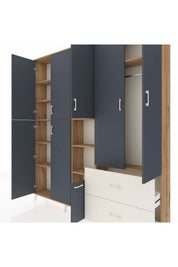 Arges Dolap 12 Raflı 2 Çekmeceli Tek Askılı 220x30x243 Çam-Antrasit/Aytaşı