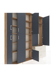 Arges Dolap 12 Raflı 2 Çekmeceli Tek Askılı 220x30x243 Çam-Antrasit/Aytaşı