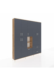 Arges Gardrop 12 Raflı 2 Çekmeceli Tek Askılı 220x30x243 Çam-Antrasit