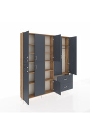 Arges Gardrop 12 Raflı 2 Çekmeceli Tek Askılı 220x30x243 Çam-Antrasit