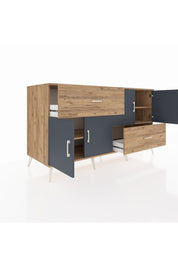 Kronos Konsol 3 Raflı 2 Çekmeceli 4 Kapaklı 176x59x99 Çam-Antrasit/Çam