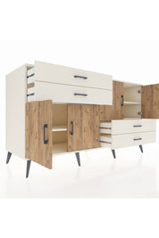 Kronos Konsol 3 Raflı 4 Çekmeceli 4 Kapaklı 176x59x99 Aytaşı-Çam/Aytaşı