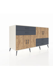 Kronos Konsol 3 Raflı 4 Çekmeceli 4 Kapaklı 176x59x99 Aytaşı-Çam/Antrasit