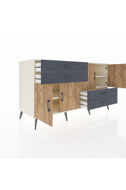 Kronos Konsol 3 Raflı 4 Çekmeceli 4 Kapaklı 176x59x99 Aytaşı-Çam/Antrasit