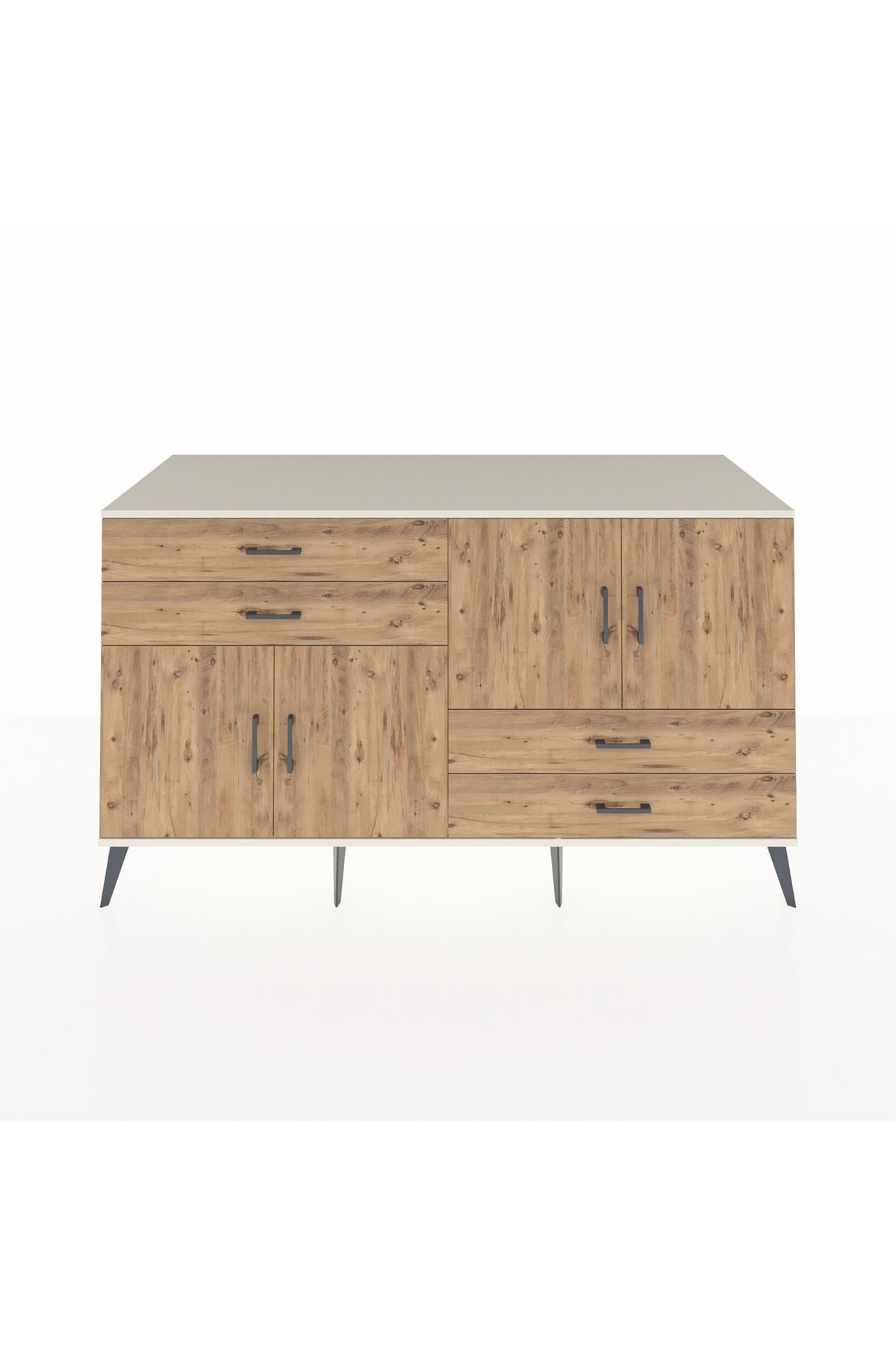 Kronos Konsol 3 Raflı 4 Çekmeceli 4 Kapaklı 176x59x99 Aytaşı-Çam