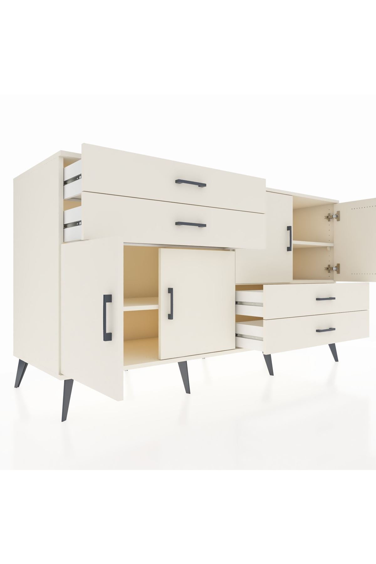 Kronos Konsol 3 Raflı 4 Çekmeceli 4 Kapaklı 176x59x99 Aytaşı-Aytaşı