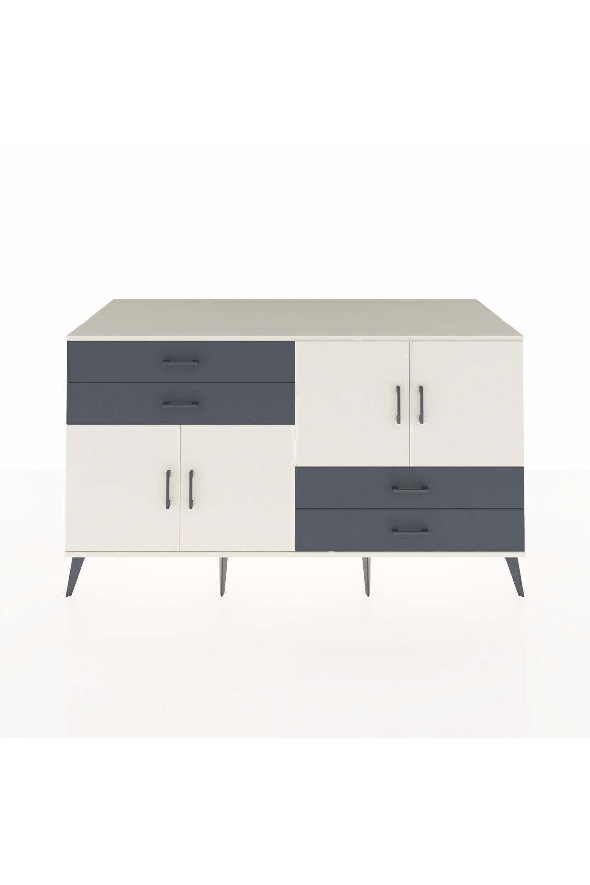 Kronos Konsol 3 Raflı 4 Çekmeceli 4 Kapaklı 176x59x99 Aytaşı-Aytaşı/Antrasit