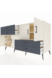 Kronos Konsol 3 Raflı 4 Çekmeceli 4 Kapaklı 176x59x99 Aytaşı-Aytaşı/Antrasit