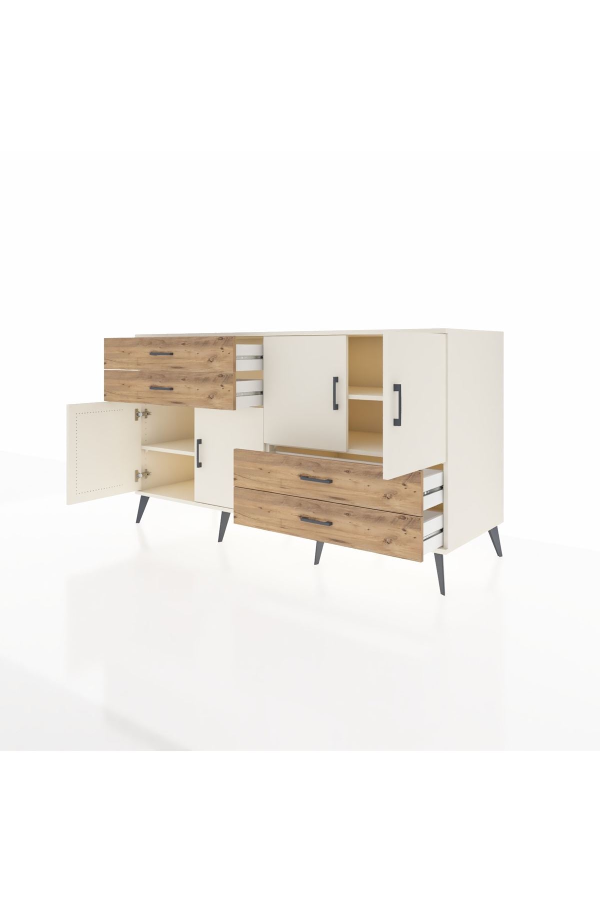 Kronos Konsol 3 Raflı 4 Çekmeceli 4 Kapaklı 176x59x99 Aytaşı-Aytaşı/Çam